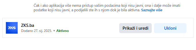 Ukloni pristup Aplikacije i web-mjesta